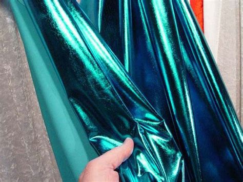 Per Yard 58 TURQUOISE Spandex Foil Lame Fabric By RealFabric 12 99