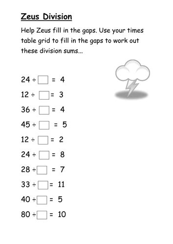 mental division worksheet la teaching resources