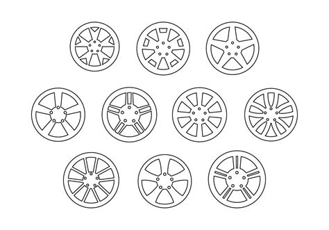 Free Alloy Wheels Collection Line Vector 153057 Vector Art At Vecteezy