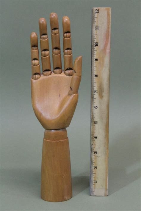 Vintage Life Size Maple Wood Artists Articulated Hand Model Modernist