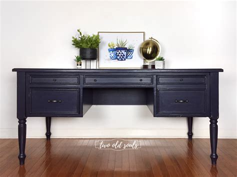 Executive Desk Painted In General Finishes Milk Paint Coastal Blue