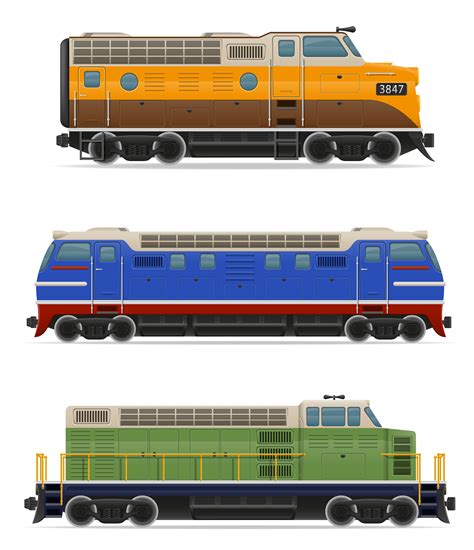 Set Icons Railway Locomotive Train Vector Illustration 489570 Vector