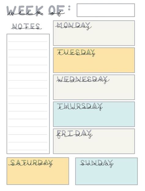 Weekly Planner Pack Cursive Edition 20 Color Schemes Weekly