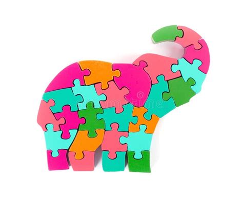 Colorful Puzzle Pieces In Elephant Shape Stock Image Image Of