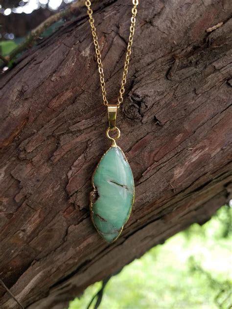 Natural Green Chrysoprase Point Necklace Point Necklace Necklace