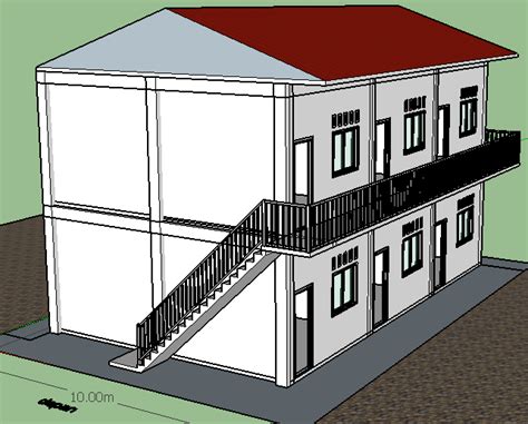 Desain rumah minimalis 2 lantai sederhana. DESAIN SKETCHUP: rumah sewa 6 pintu di lahan 10 x 15 m