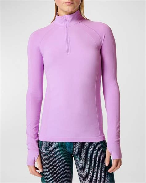 Sweaty Betty Athlete Seamless Half Zip Long Sleeve Top In Purple Lyst