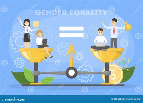 Gender Equality Concept Female And Male Character Stock Vector Illustration Of Coworkers
