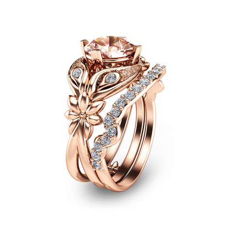 Browse our collection of stunning wedding ring sets and bridal sets. Rose Gold Morganite Bridal Ring Set 14K Rose Gold Flower ...