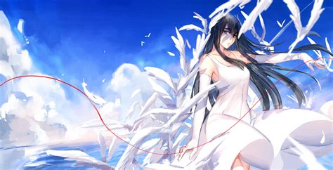Wallpaper Illustration Long Hair Anime Girls Blue Eyes Clouds Dress Black Hair Kill La