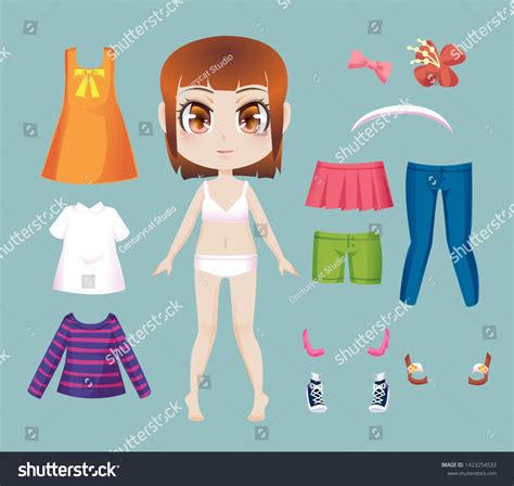 Cute Cartoon Girl Clothes Dressing Game Stock Vector Royalty Free