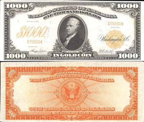 Us 1000 Dollar Note Series Of 1907 Serial D75500 Signatures Teehee