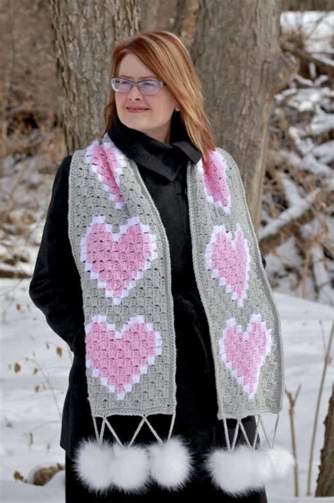 Easy V Stitch Crochet Scarf Hearts Aflutter Scarf Free Crochet Pattern