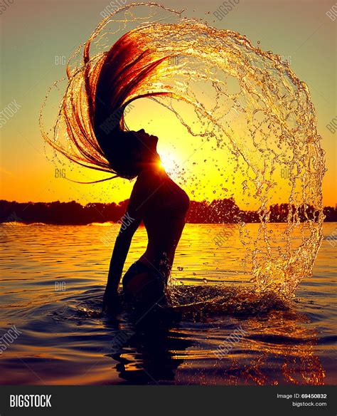 Beauty Model Girl Splashing Water Image Photo Bigstock