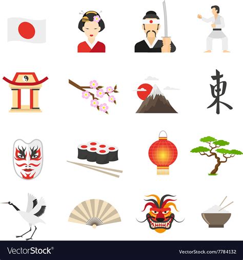 Japan Icons Set Royalty Free Vector Image Vectorstock