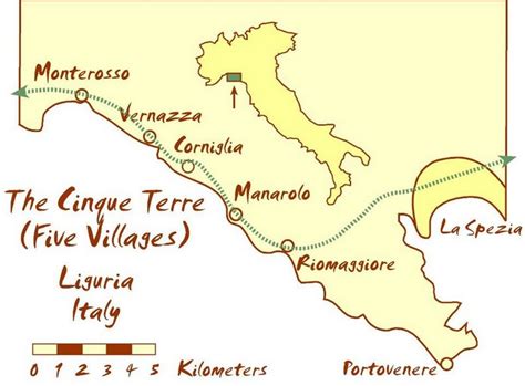 Each of the five villages is set into serrated cliffs and villagers live much today as in generations as in the rest of italy, religious faith is evident in the incredible churches raised across the country using. Map of the Cinque Terre with major Places + Towns