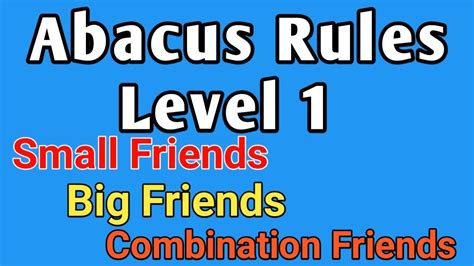 Abacus Rules For Level 1 I Abacus Small Friend Big Friend Combination