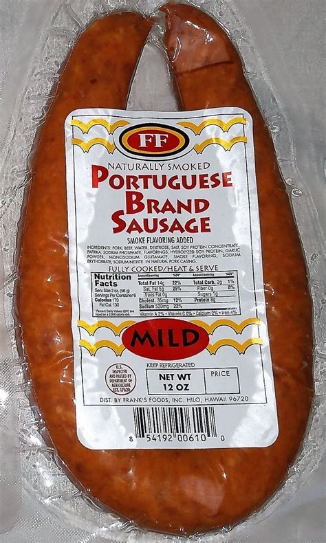 Franks Foods Portuguese Sausage Mild 12 Oz Hawaiian Sausage