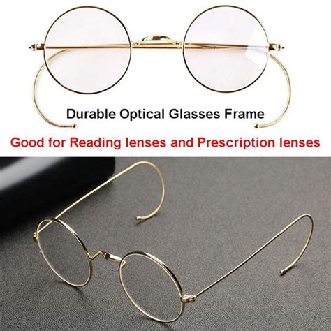 Vintage Round Optical Wire Rim Eyeglasses Metal Frame With Cable Temples Wrap Around Ears Wish