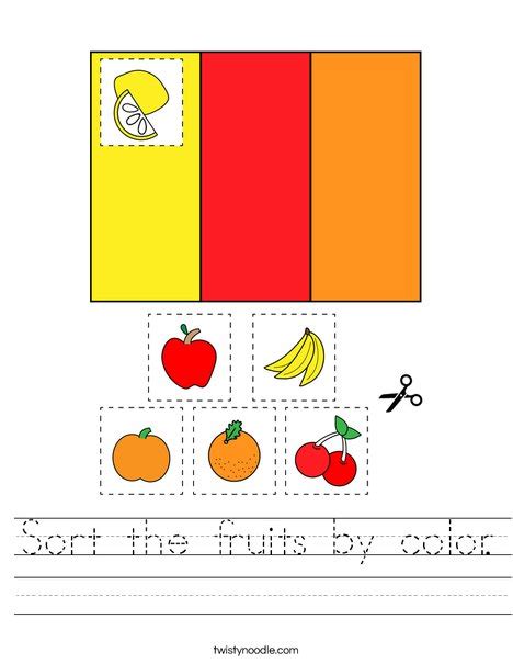 Sort The Fruits By Color Worksheet Twisty Noodle