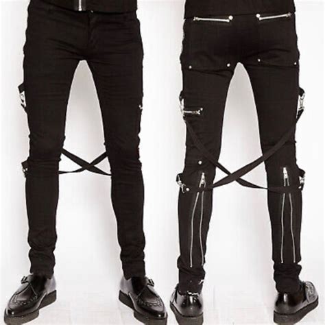 tripp nyc jeans tripp nyc chaos punk rave goth rock bondage straps mens skinny jeans pants