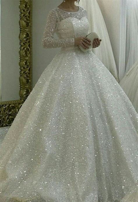 Spaghetti strap full skirt bridesmaid dress. Sparkly White Wedding Dresses Bridal gown Prom Dresses ...