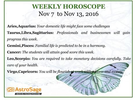 AstroSage Magazine: Weekly Horoscope 2016 (November 7 - 13)
