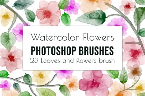 23 Hand Painted Floral Watercolor Brushes For Photoshop 928126