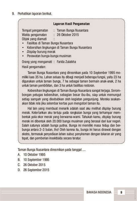 24+ Soal Bahasa Indonesia Kelas 6 Tentang Laporan Hasil Pengamatan