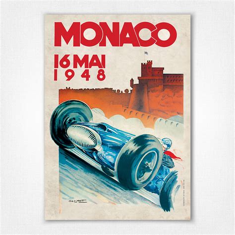 Great big canvas sells j. Monaco Grand Prix 1948 - Geo Matt — Heritage Posters