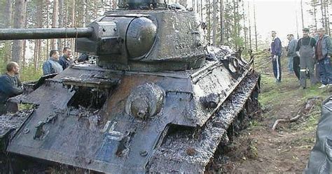 Amazingly Preserved T 34 Tank With German Markings Pulled From Bog