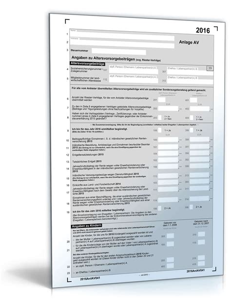 Bei der kündigung vom arbeitsvertrag sind fristen zu beachten. Anlage AV 2016 | Steuerformular zum Download