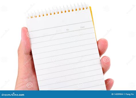 Hand Holding Notepad Stock Photo Image Of Record Spiral 1439904