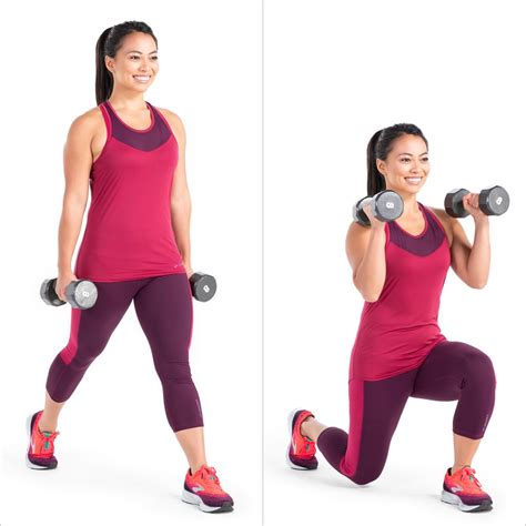 Split Squat With Bicep Curl Quick Full Body Workout With Weights POPSUGAR Fitness Photo