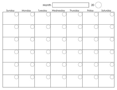 Blank Undated Calendar Template Calendar Printable Free