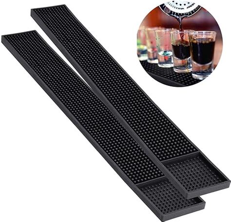 Noverlife 2pcs Rubber Bar Mats Non Slip Bar Service Spill Mat Bar