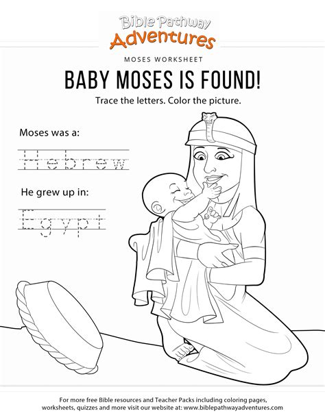 Baby Moses In The Basket Coloring Page Bellajapapu
