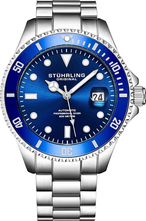 Stuhrling Original Blue Dial Professional Divers Watches For Men