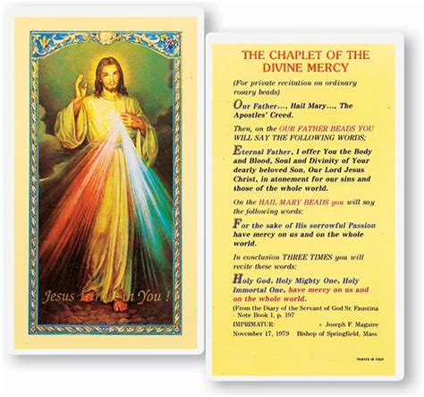 Joseph's faith amidst poverty and. THE CHAPLET OF THE DIVINE MERCY HOLY CARD