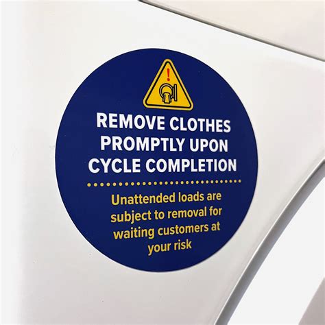 Remove Clothes Promptly Decal Sticker - Pack of 12 | Laundromat Decals
