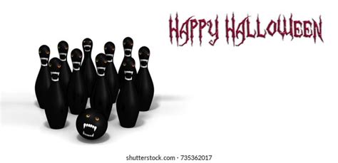 3d Render Happy Halloween Bowling Ball Stock Illustration 735362017