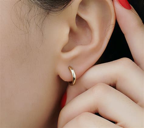 14k Gold Hoop Earrings 14K Gold Huggies Small Hoop Etsy