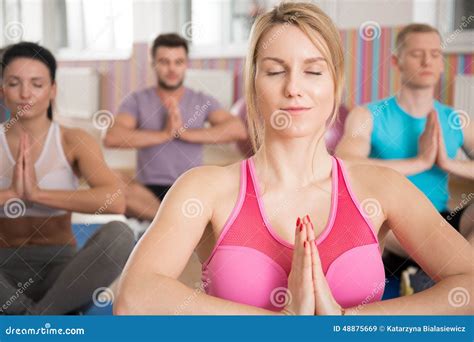 Yoga Class In Fitness Club Stock Image Image Of Lifestyle 48875669
