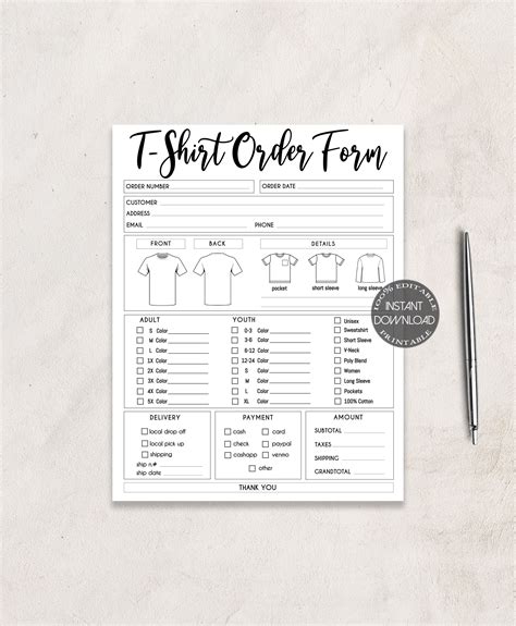 Printable T Shirt Order Form Template Besttemplates12 Vrogue Co