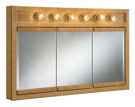 Design House 530626 Nutmeg Oak 48 Framed Triple Door Mirrored Medicine