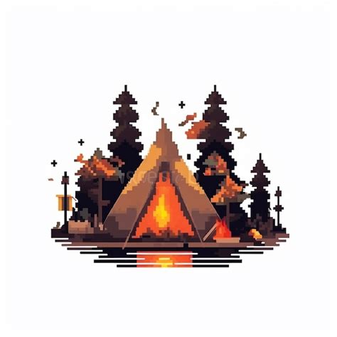 Premium Ai Image Pixel Art Of A Campfire In A Forest