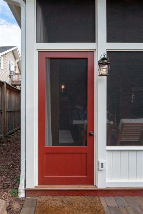 Porch Screened Door Beadboard Red Lad 18 Single Patio Door Screened