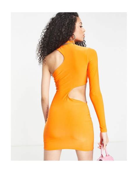 Rebellious Fashion Asymmetric Mini Dress With Cut Out In Orange Lyst