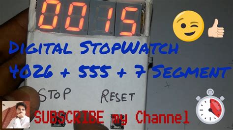 Seven segment display is used for displaying number from 0 to 9 and it will display number when the enable pin of 4026 is high on the rising edge of clock ie the circuit start counting. Digital Stopwatch using - 4026 Ic,555-timer Ic and 7 Segment Display - YouTube