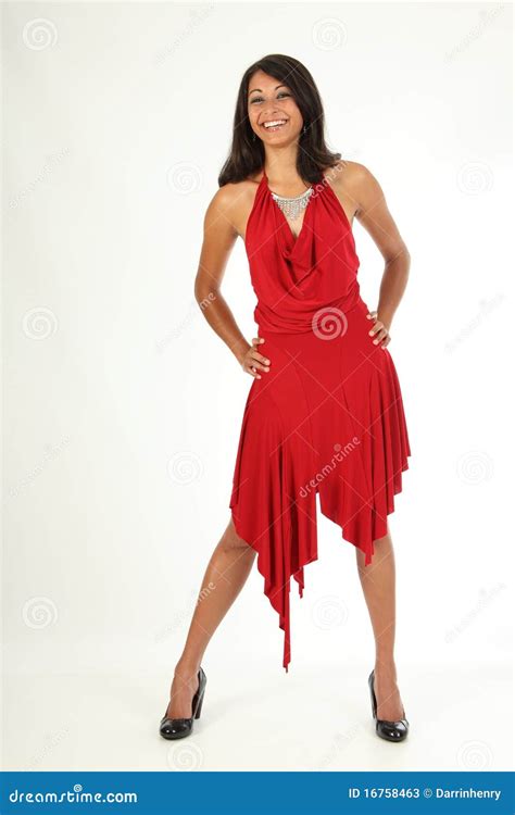 Full Body Shot Of Young Beauty In Red Dress Stock Image Image Of
